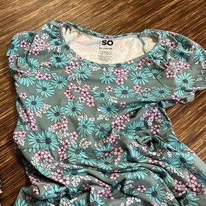 SO Teal and Lavender Floral Kids Dress XL 14/16